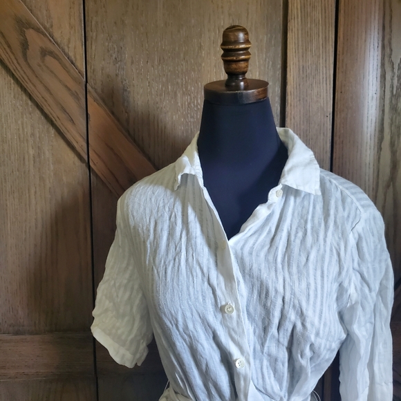 Frame Denim White Wrap Tie Front Midi Dress - Picture 4 of 4